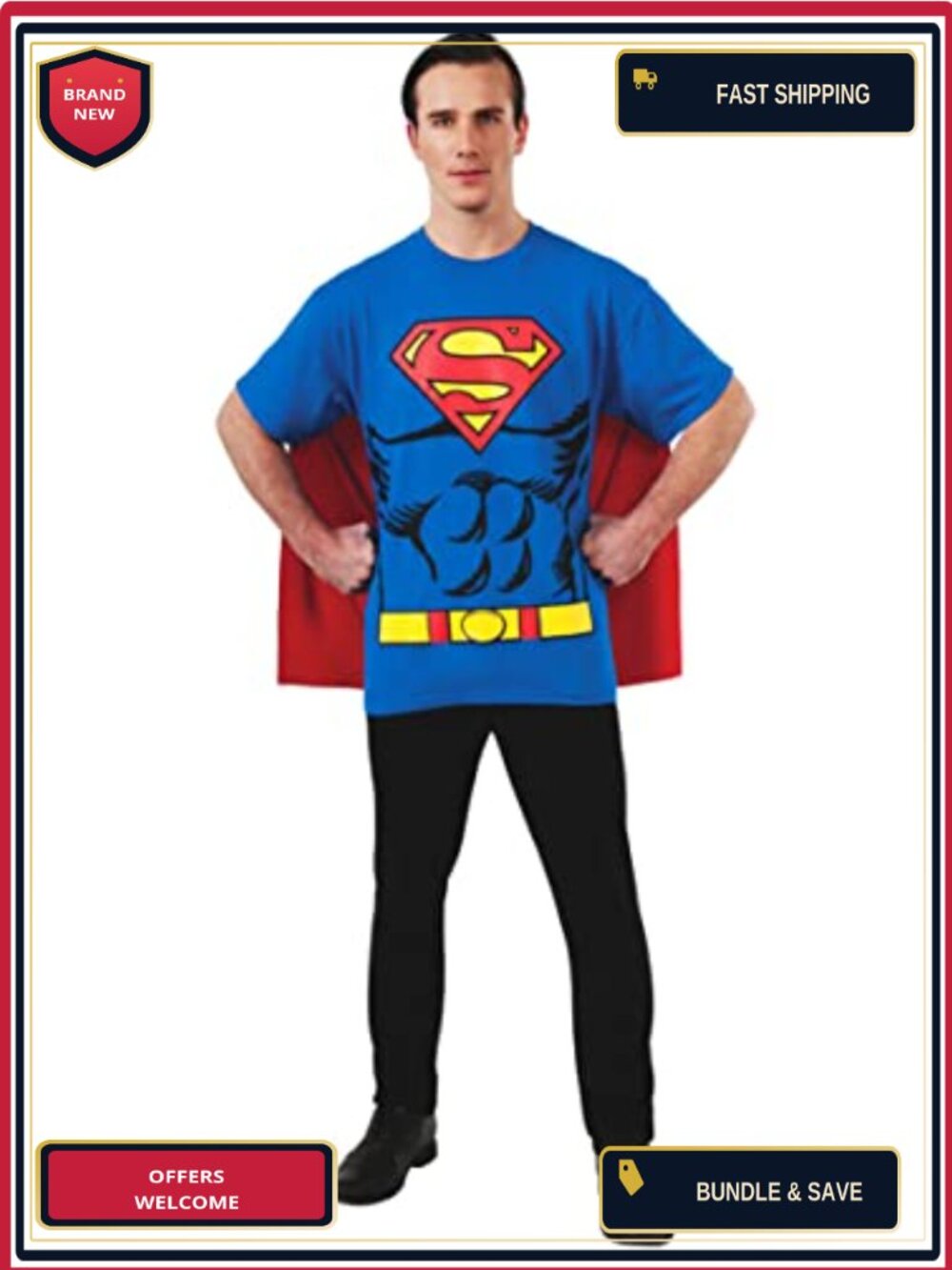 Rubies DC Comics Superman Costume T-Shirt Detachable Cape